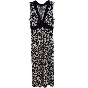 Saint Tropez West Navy & White Paisley Floral Print Maxi Dress Size 6